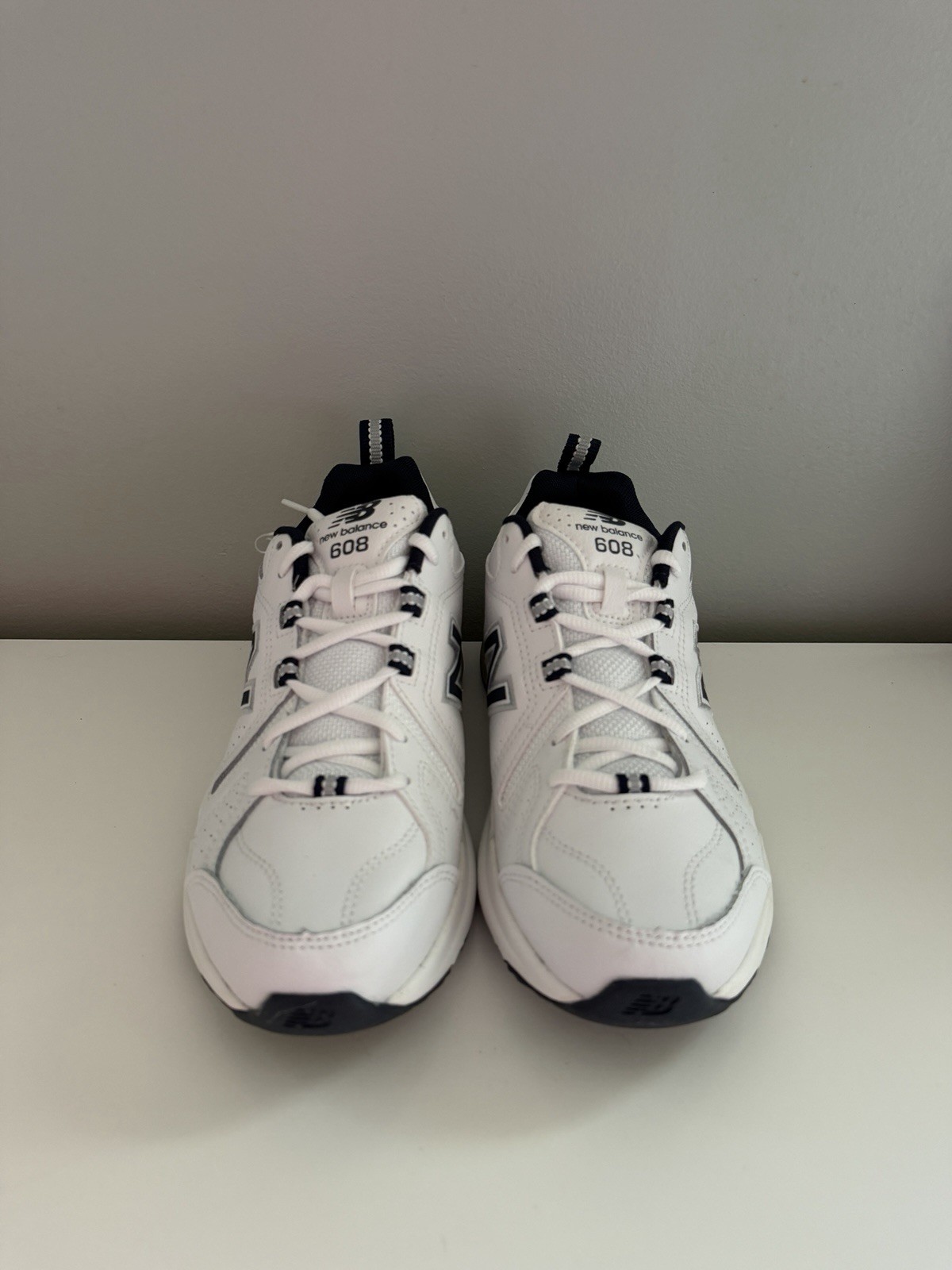 New Balance 608 Men’s Athletic Sneakers White/Navy Leather MX608WN5, New