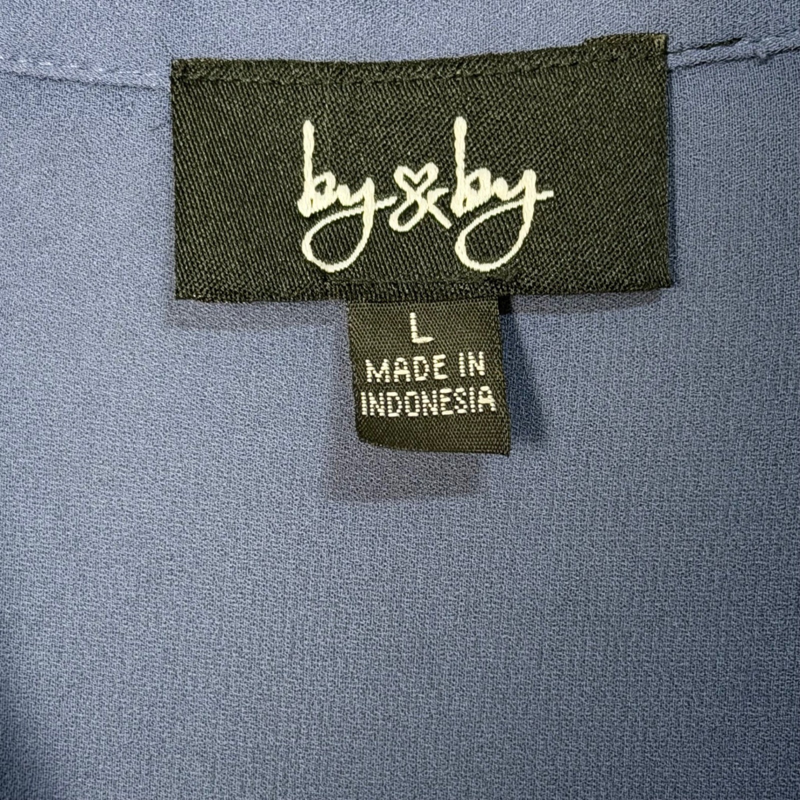 By & By Womens Large Blue Roll Tab Sleeve Button Down Blouse Chest Pockets