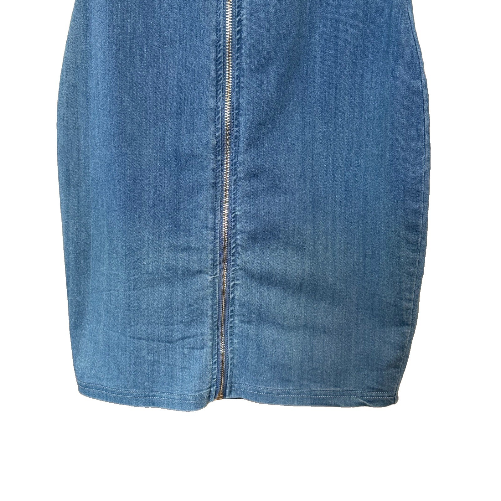 Iris womens small blue bodycon zip-up jean dress preppy y2k bohemian westerncore