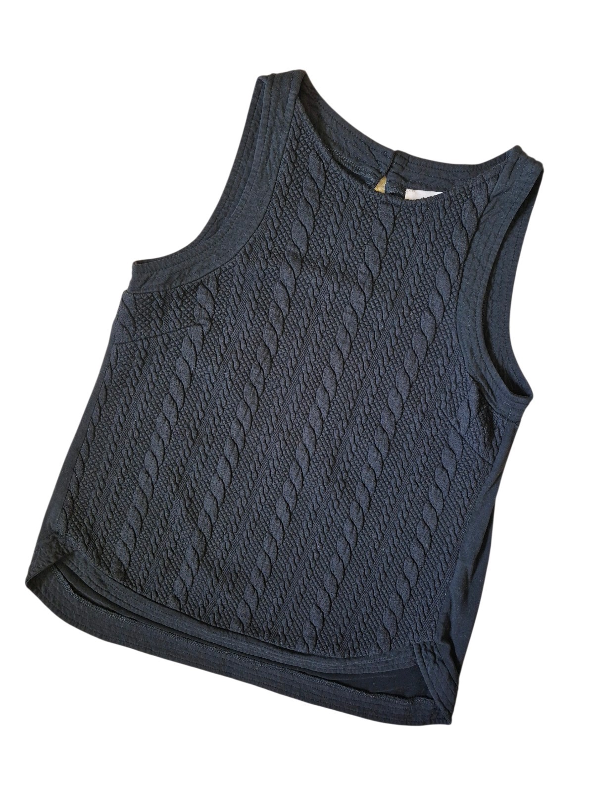 Philosophy Black Textured Sleeveless Top Size S Hi-Low Hem Stretch Tank Blouse