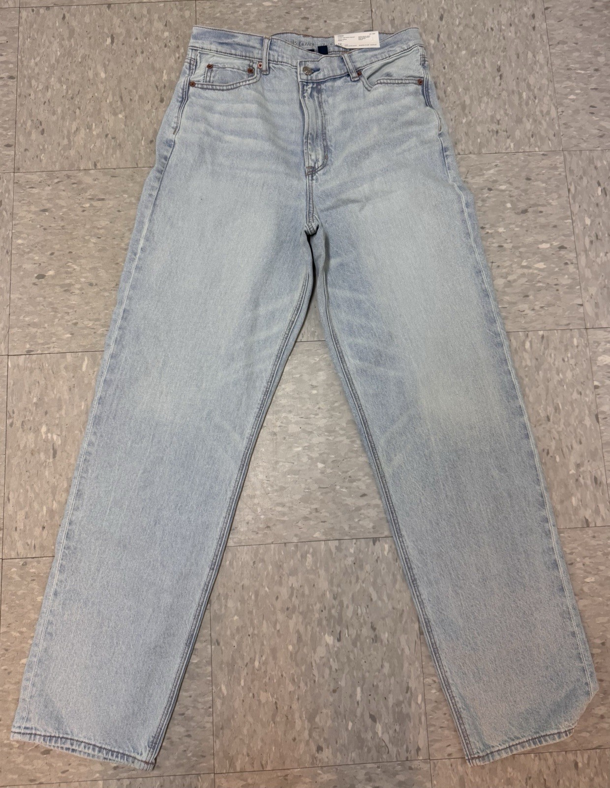 American Eagle Strigid Jeans Blue Indigo Water Highest Rise Baggy Straight 12L
