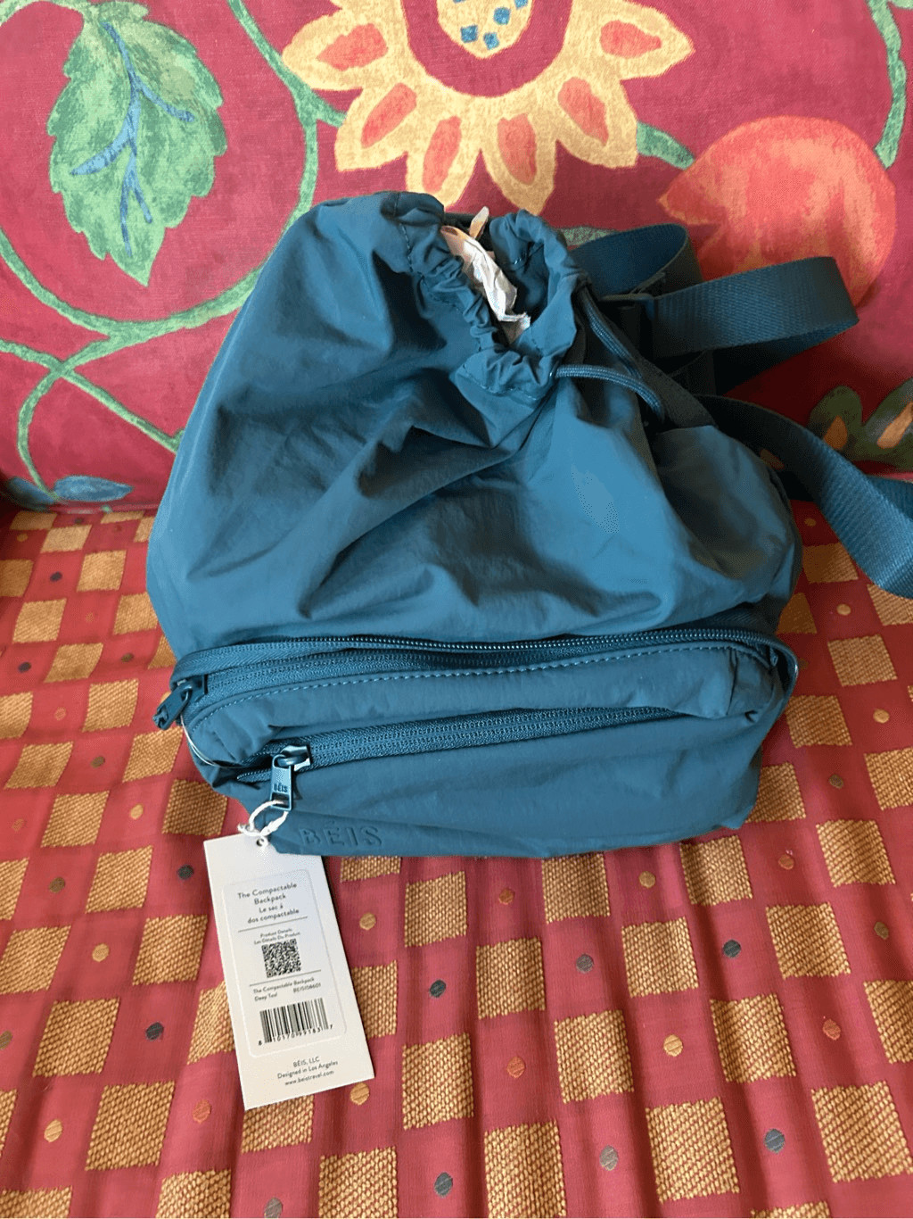 NWT Beis The Compactible Backpack in Deep Teal