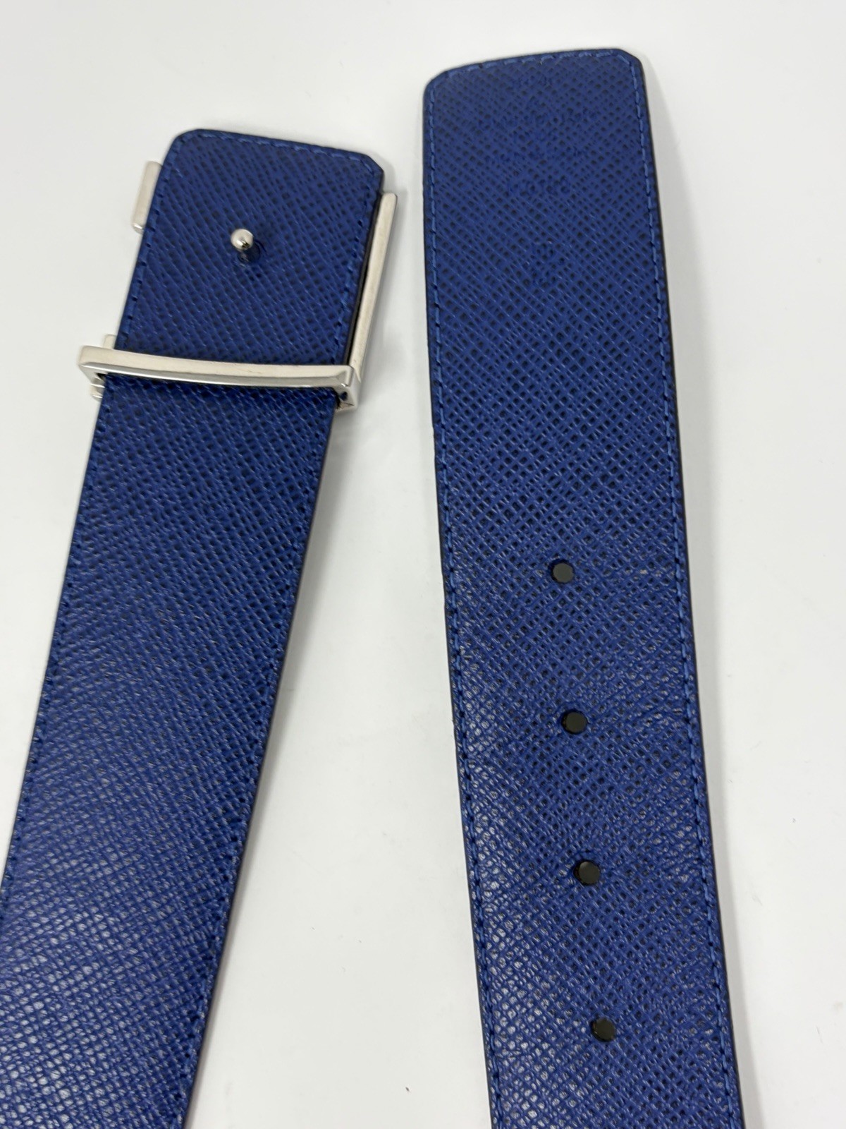 Louis Vuitton LV Initials Taigarama Reversible Belt M0159T Cobalt Blue 90/36