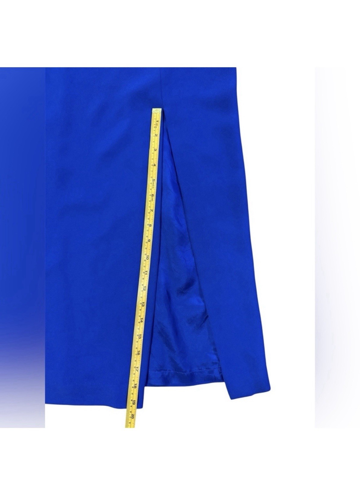 J.R. Nites by Caliendo Blue Maxi Dress Square Neck Lined Side Slit Zip 12