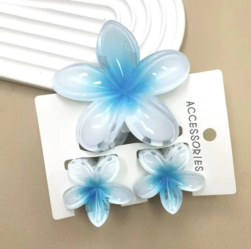 18pcs Gradient Flower Hair Clips Candy Color Claw Set 8cm/4cm for Daily Use