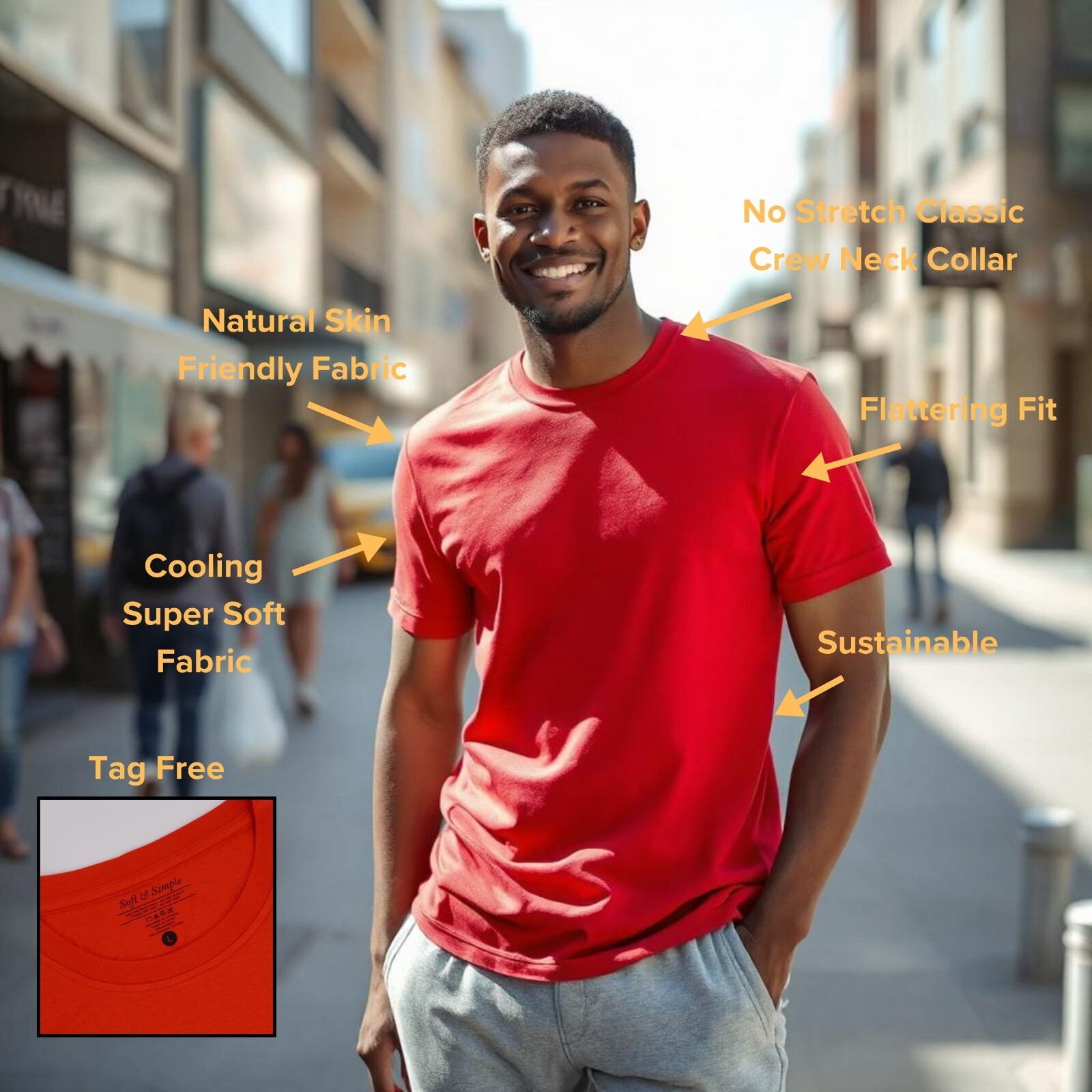 Soft & Simple Men’s T-Shirt – Organic Bamboo Cotton, Cooling, Breathable & Comfy