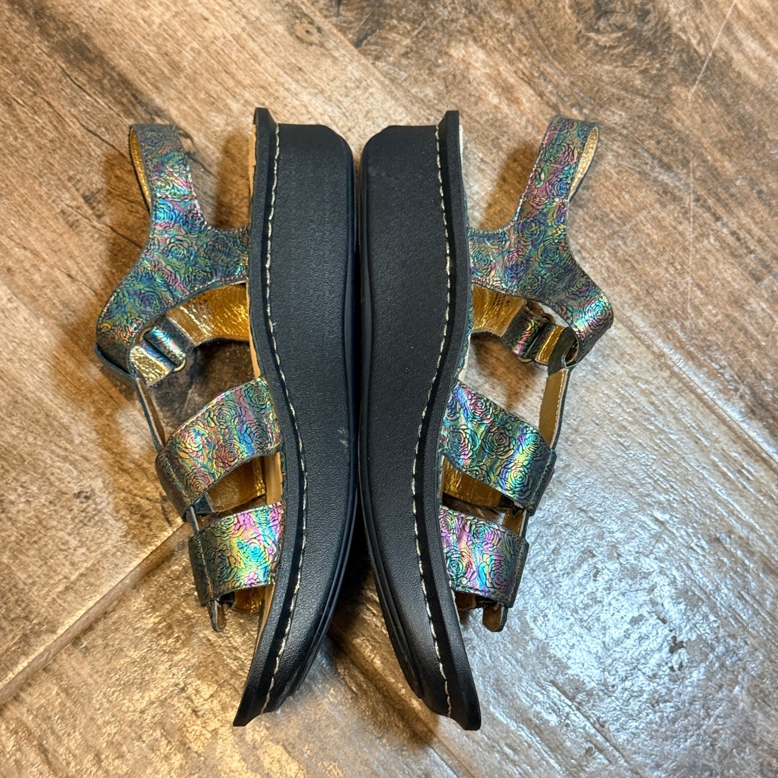 Alegria Kleo Iridescent Floral Leather Gladiator Sandals, Multi,41 (10.5/11)