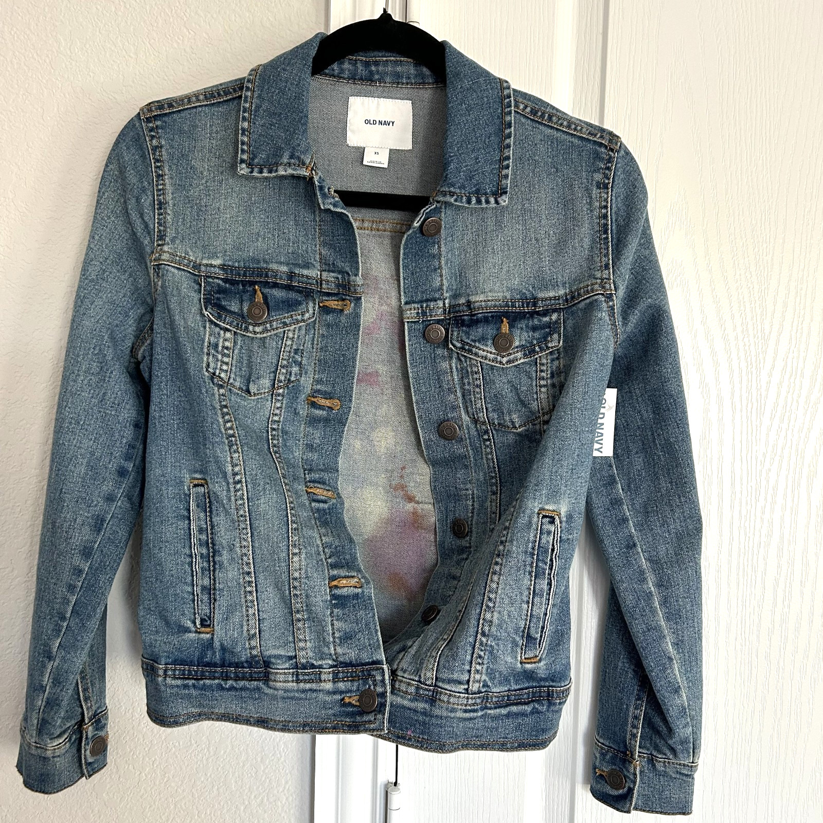 Hand Painted Pug Dog Jean Jacket Womens XS Denim Art to Wear OOAK New w/Tags