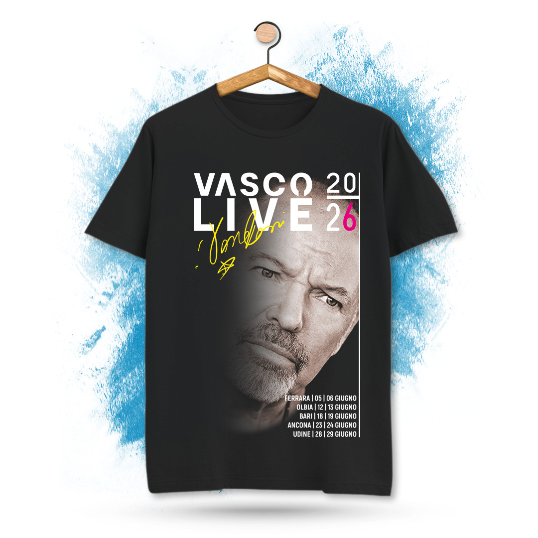 Vasco Rossi 2026 Live Black Cotton Shirt Full size S-5XL HL833