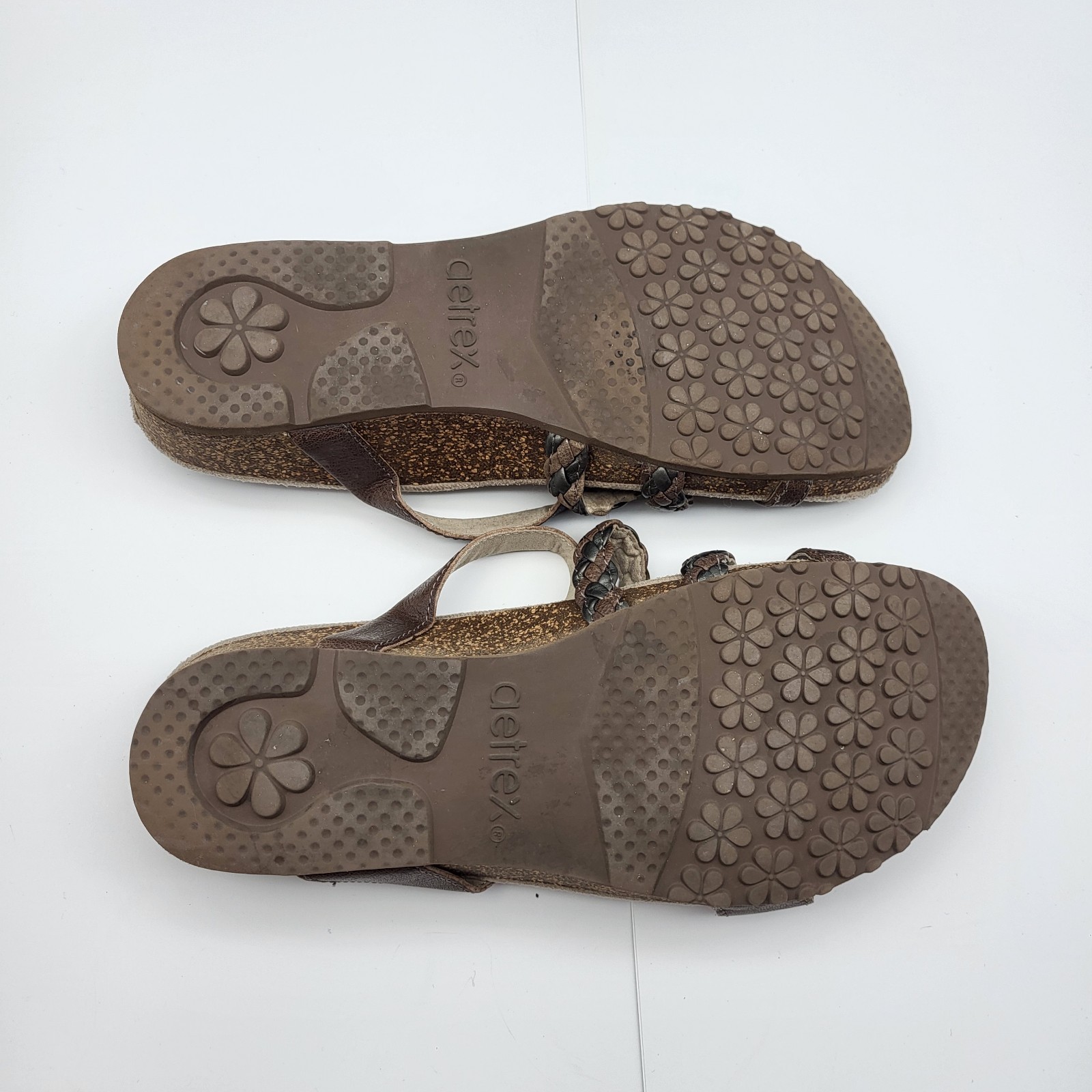 Aetrex Women’s Janey Sport Slide Walking Comfort Sandals Brown Leather Sz 8.5