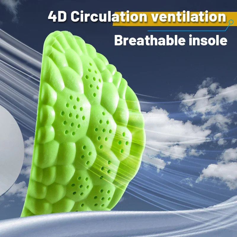 4D Orthopedic Sport Insoles Super Soft Breathable High-elasticity Shock Absorpti