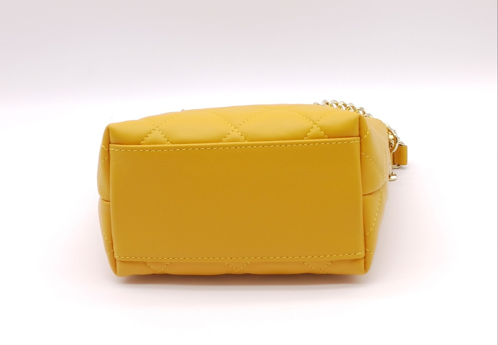 Italian Genuine Leather Small Quilted Tote Crossbody – Made In Italy – Mustard