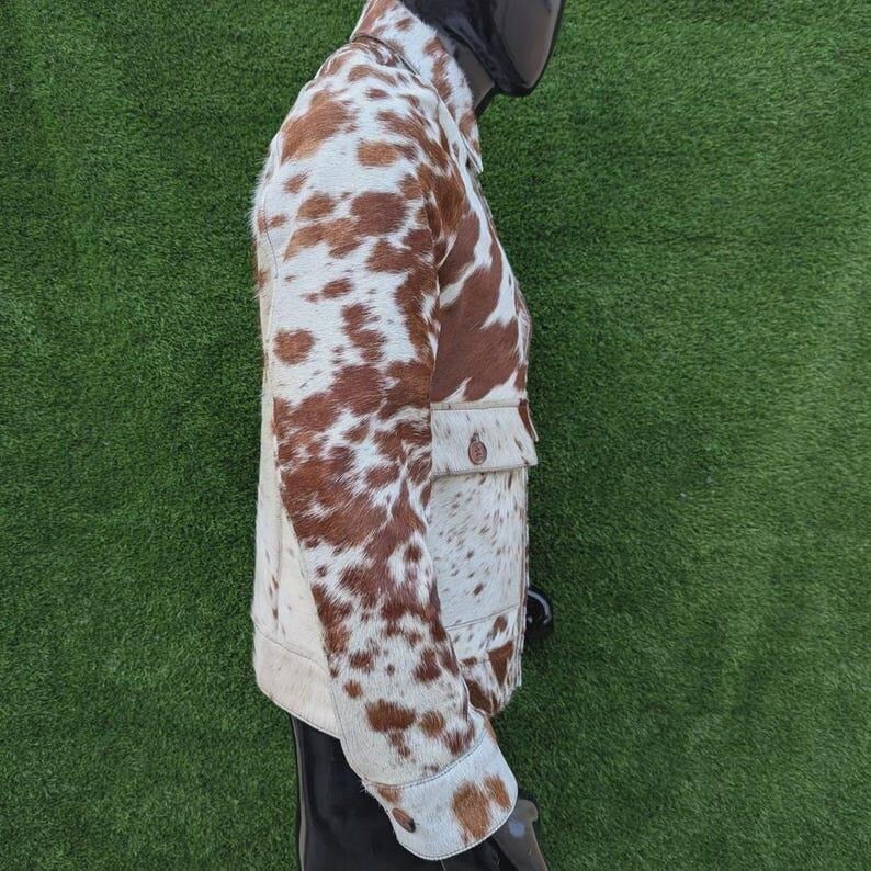 Handmade Genuine Cowhide Fur Leather Jacket – Natural Hair-On Cow Skin
