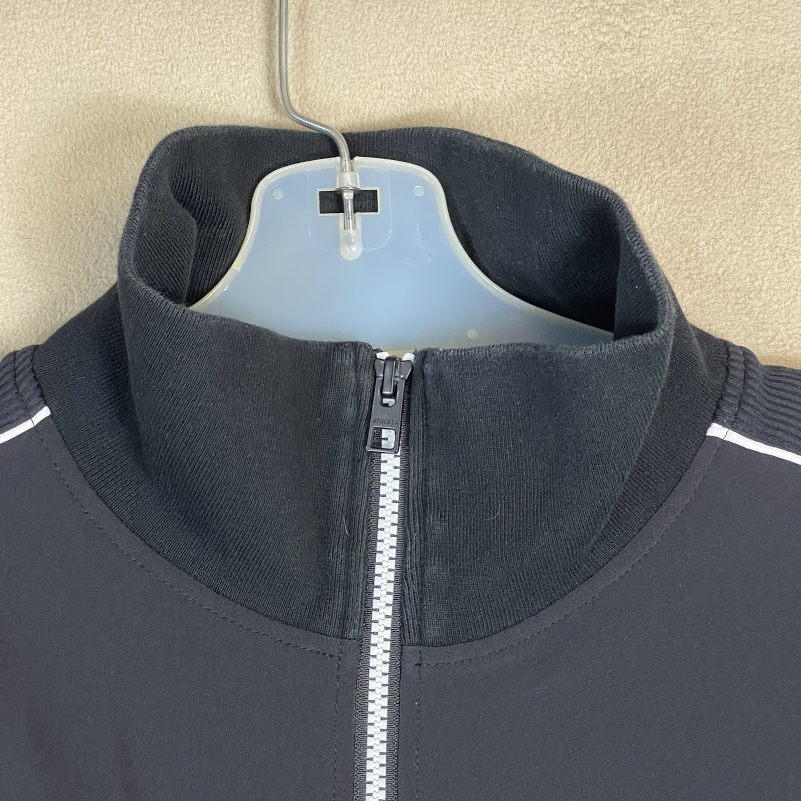 Athleta Jacket Womens M Black Brooklyn Track Full Zip Bomber Athletic High Neck