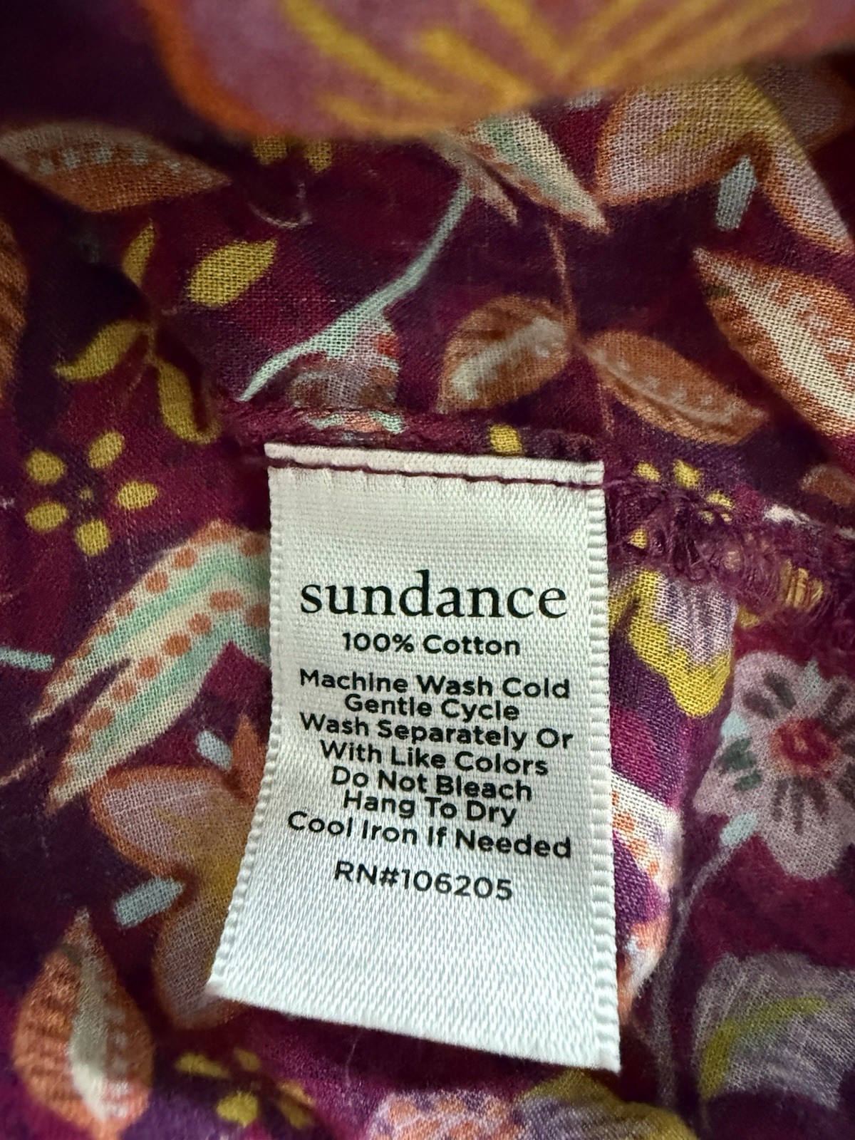 Sundance Women’s 1/2 Button Popover Floral Sz Large Pink Long Sleeve Collar