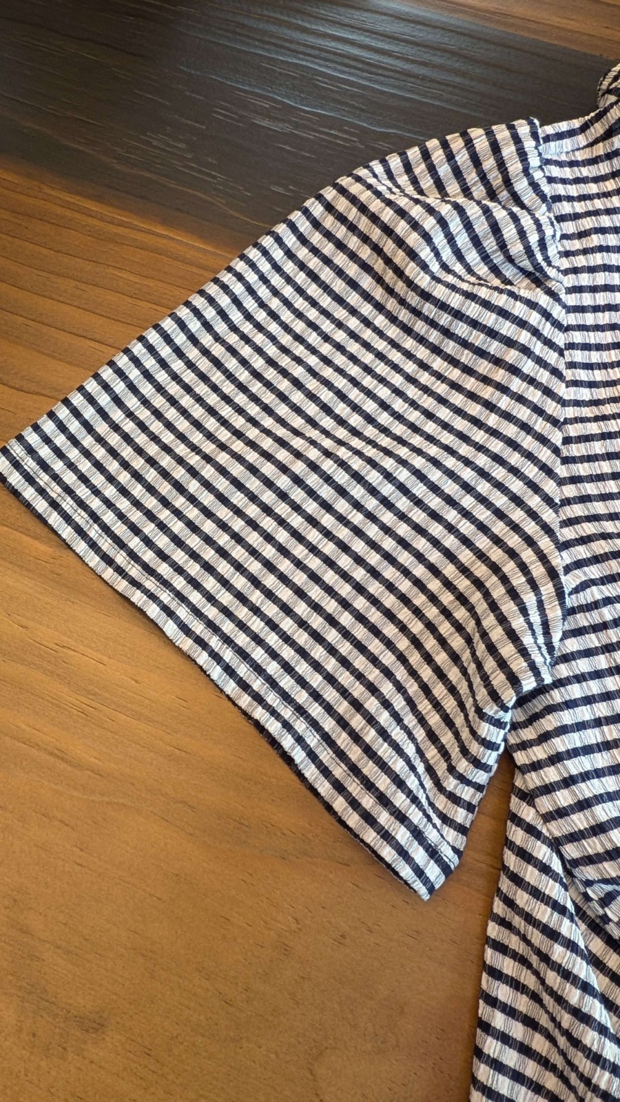 NWT Loft Outlet Navy/White Stripe Seersucker Blouse Lightweight SZ SP Spring 26