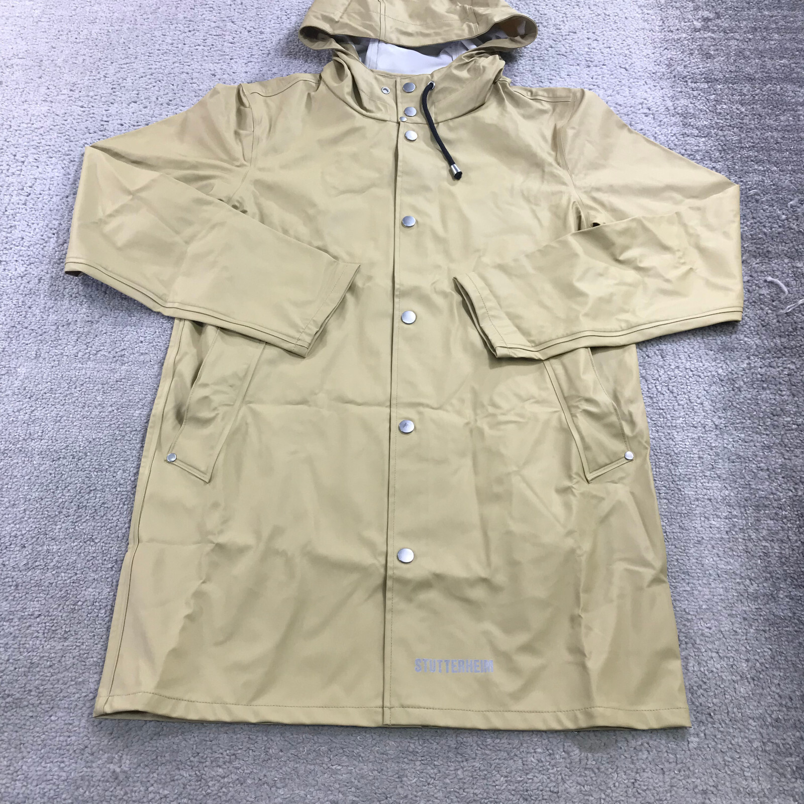 Stutterheim Jacket Mens 2XS XXS Snap Hoodie Hood Rain Coat Heavy Stockholm Nude