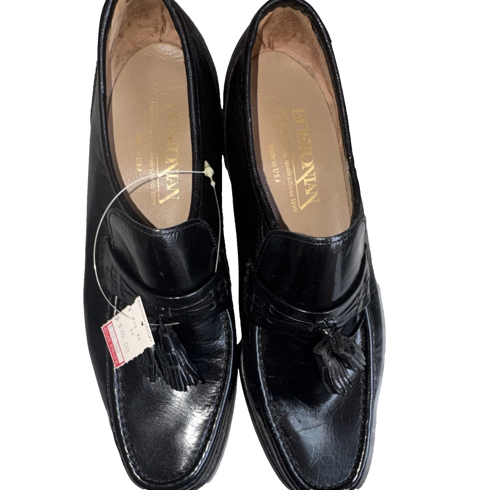 Bostonian Cements Black Leather Tassel Loafer Slip-On Square Toe Men’s 7M