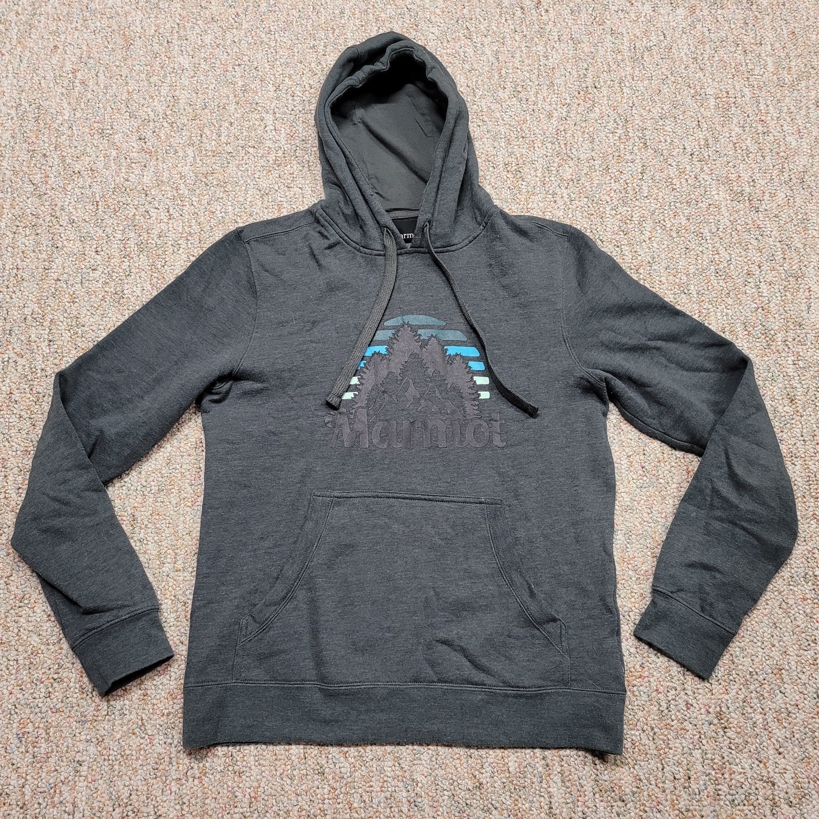 Marmot Sweatshirt Men Small Grey Hoodie Pullover Outdoors Camping Hiking Fishing