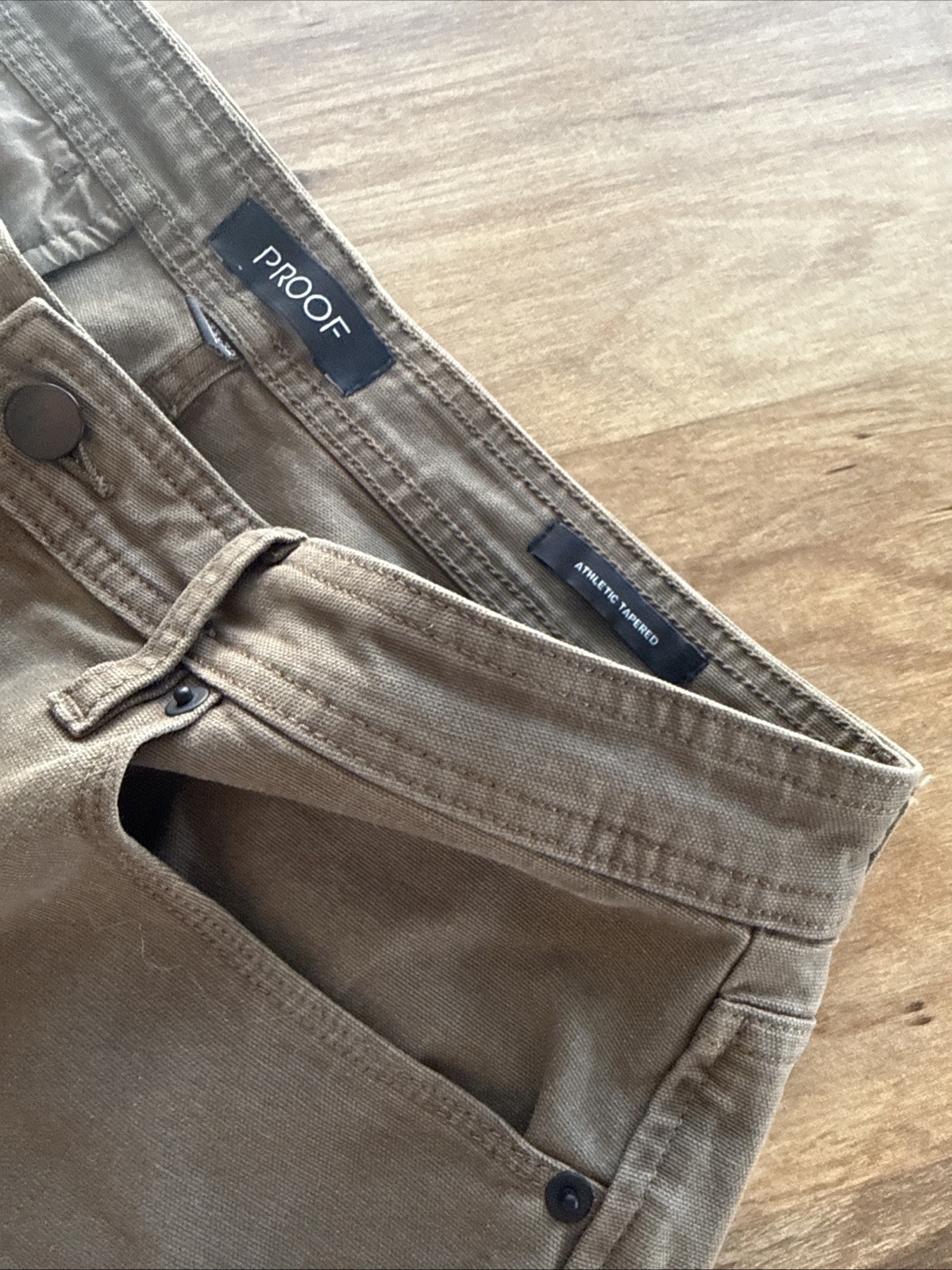 Proof Rover Double Knee Work Pant Mens 33×32 Athletic Taper Fit Beige Huckberry