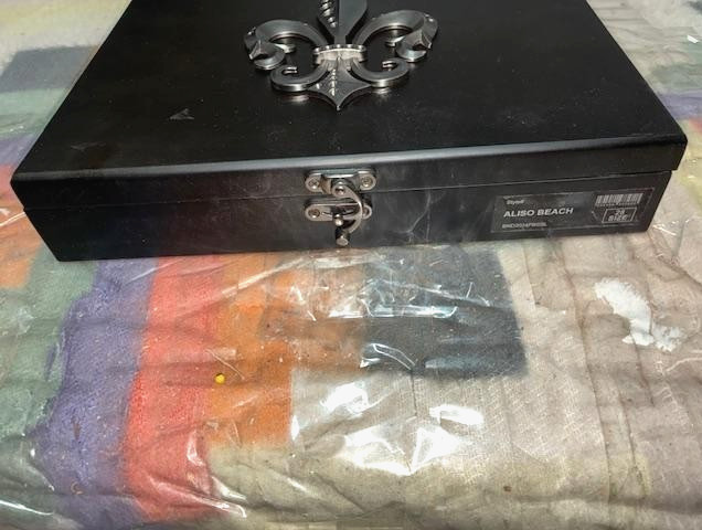 New LAGUNA BEACH JEAN CO 3D Fleur de Lis Black Collector Box ONLY No Jeans
