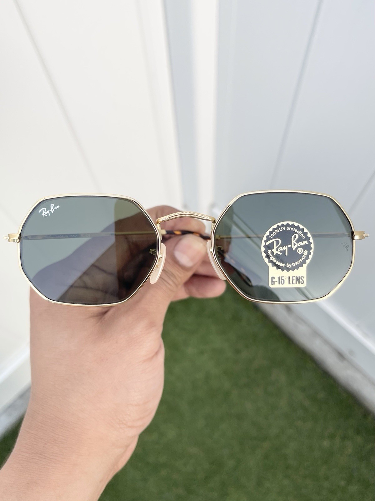 New Ray Ban Octagon Octagonal RB3556 3556 Gold G15 Lens Size 53/21