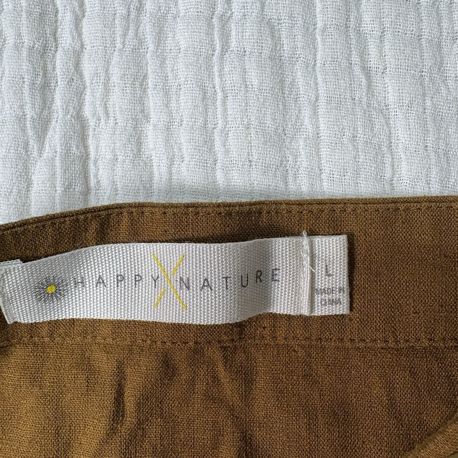 NEW Happy X Nature Linen Blend Romper Large Brown Boho Earthy Cottage Lagenlook
