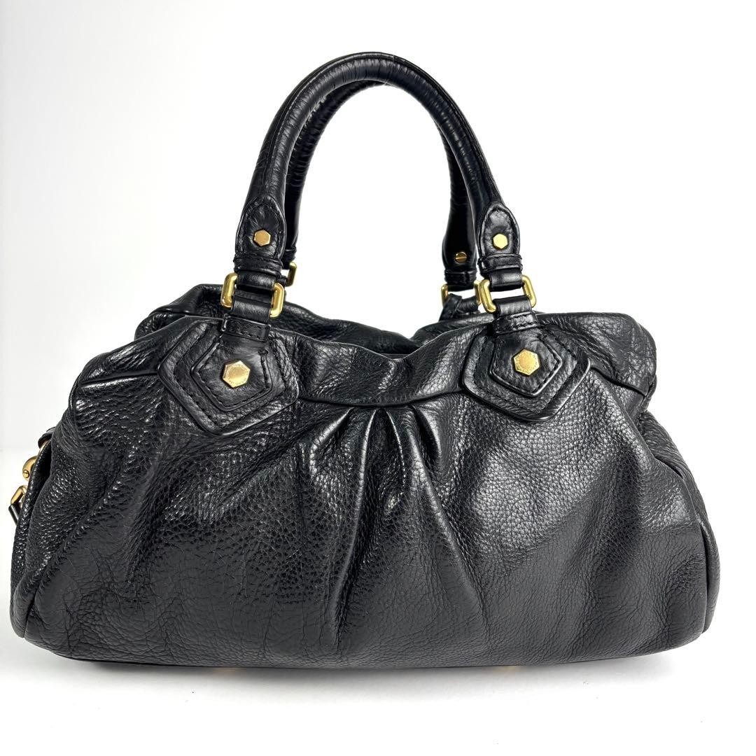 Marc by Marc Jacobs Classic Q Black Leather 2 Way Shoulder Bag Y2K Auth e76