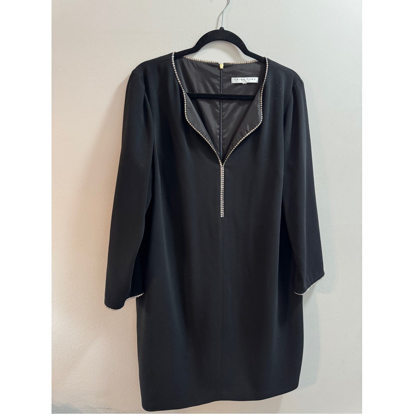 Trina Turk Black Embellished Collar Shift Dress