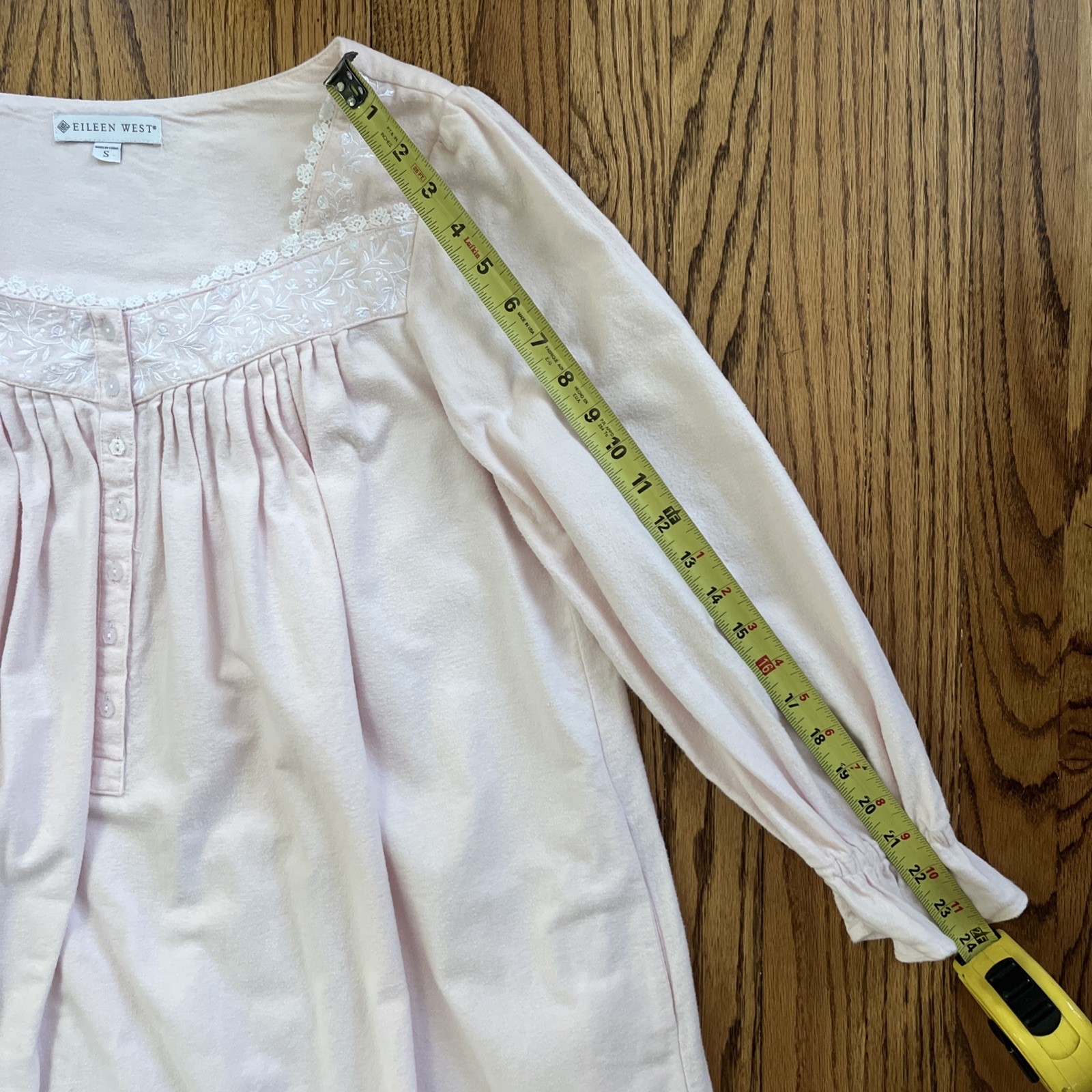 Eileen West Pink 100% Cotton Flannel Long Pink Ballet Nightgown Sz S Cottagecore