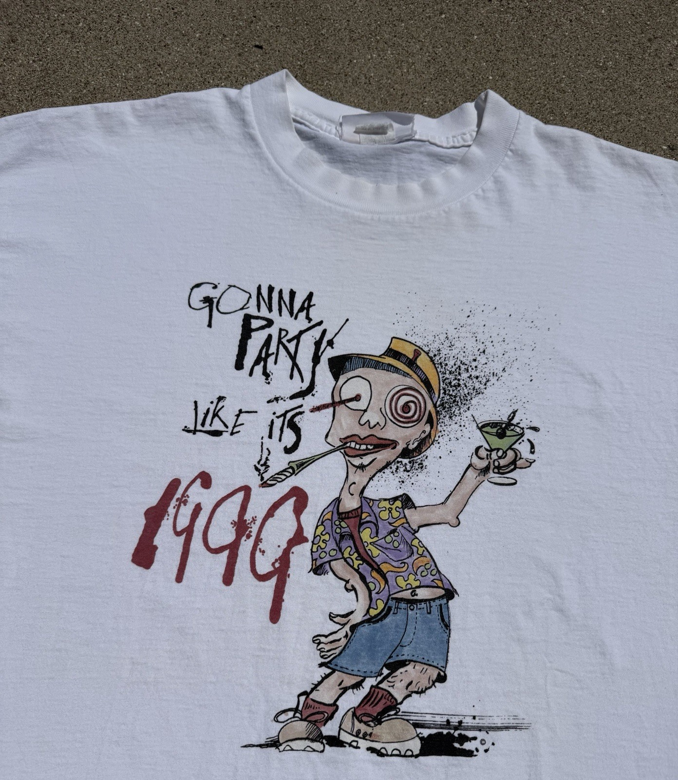 Vintage 90s Fear And Loathing Ralph Steadman Art Party Like It’s 1999 T-Shirt XL