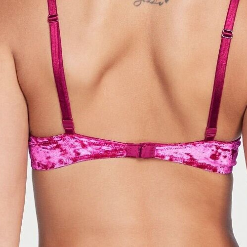 38DD Berry Pink LACE VELVET Wings Extreme Lift Victorias Secret Plunge PU UW Bra