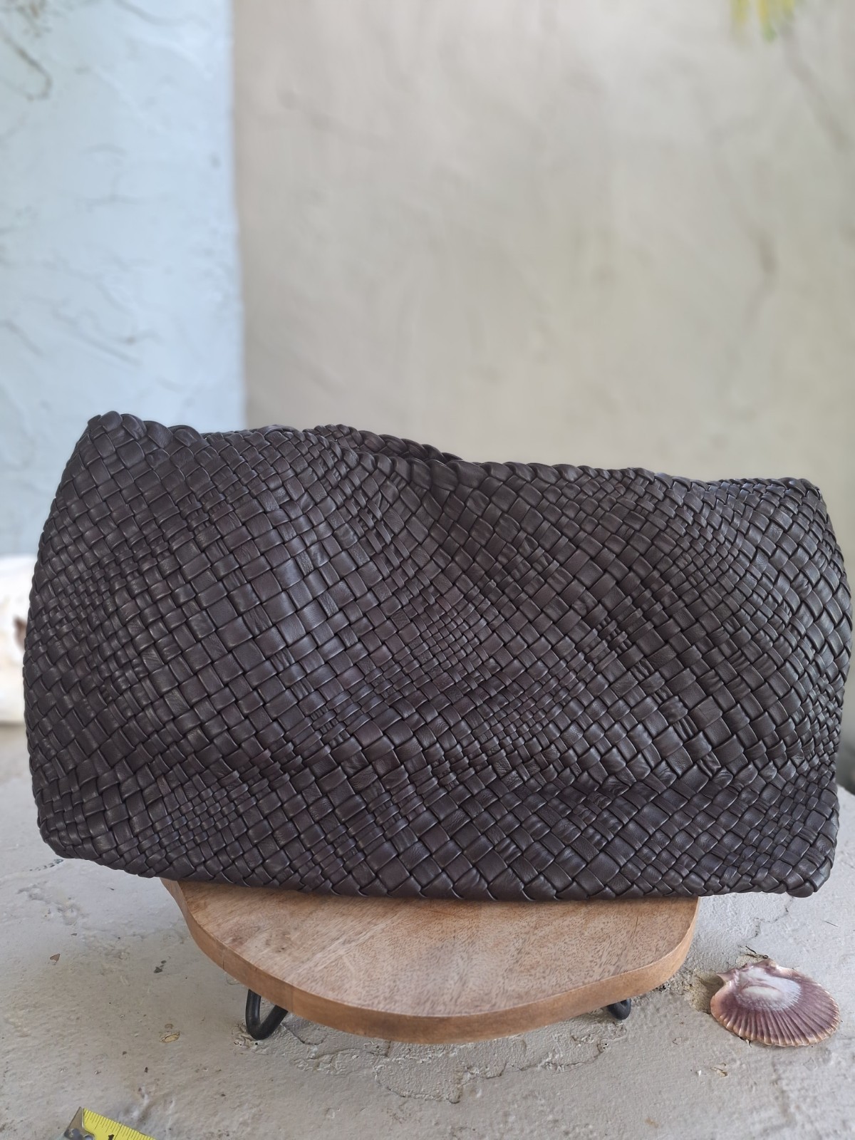 FALOR Large Firenze Hand Woven Dark Brown Tote Bag F7348 Made in Italy