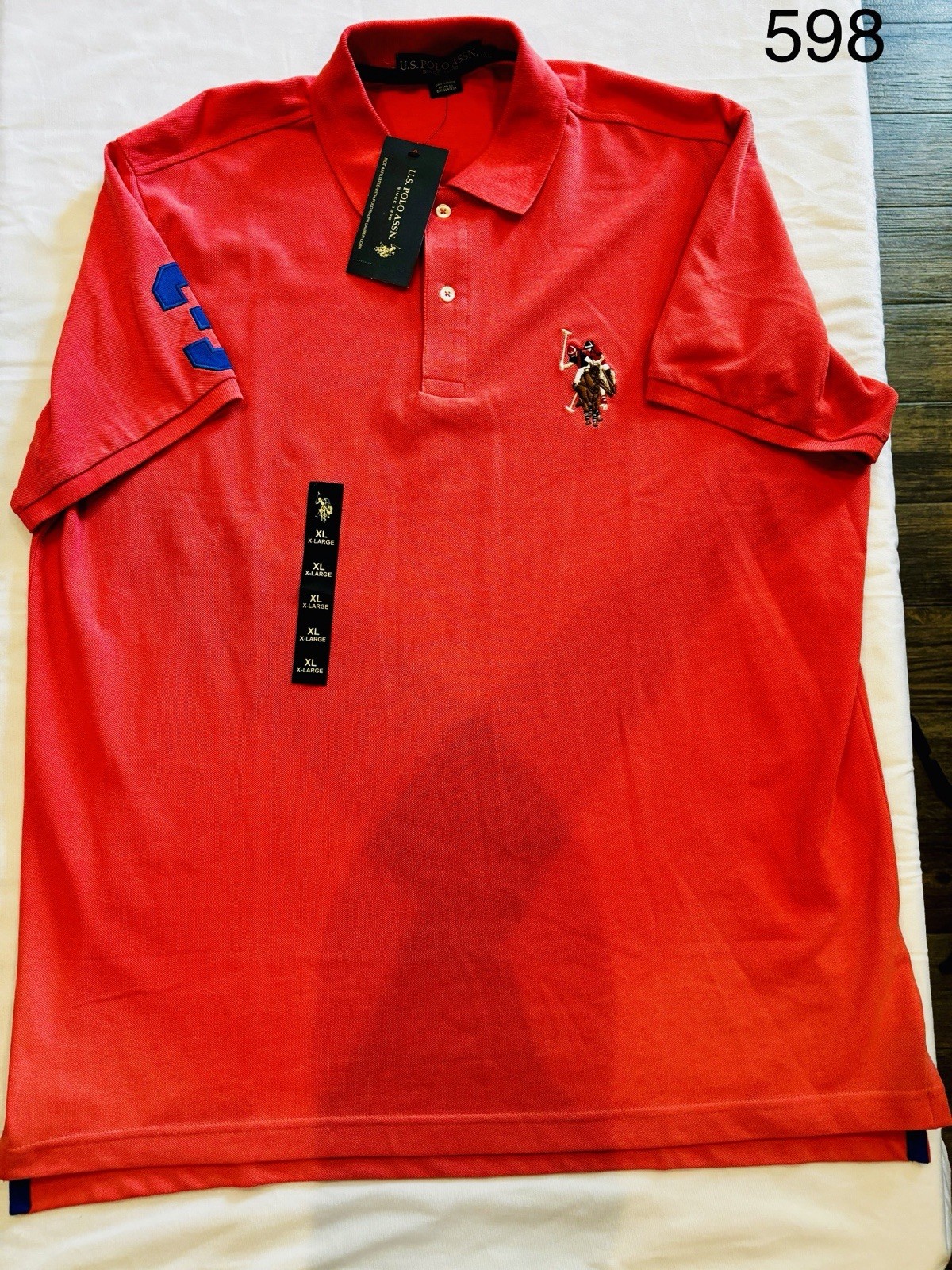 NWT Men’s US Polo Assn MULTI COLOR BIG LOGO SOLID POLO SHIRT Large White Size XL