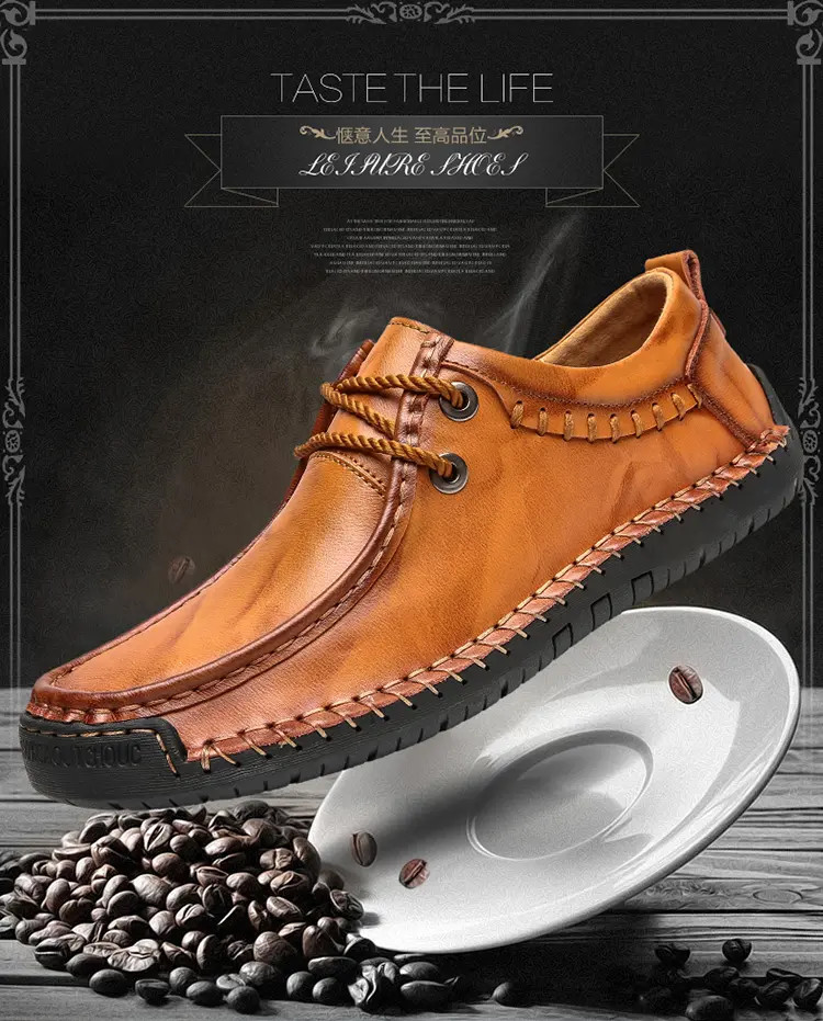Men’s Vintage Round Toe Lace Up Loafers Formal Driving Causal Flat Heels Shoes