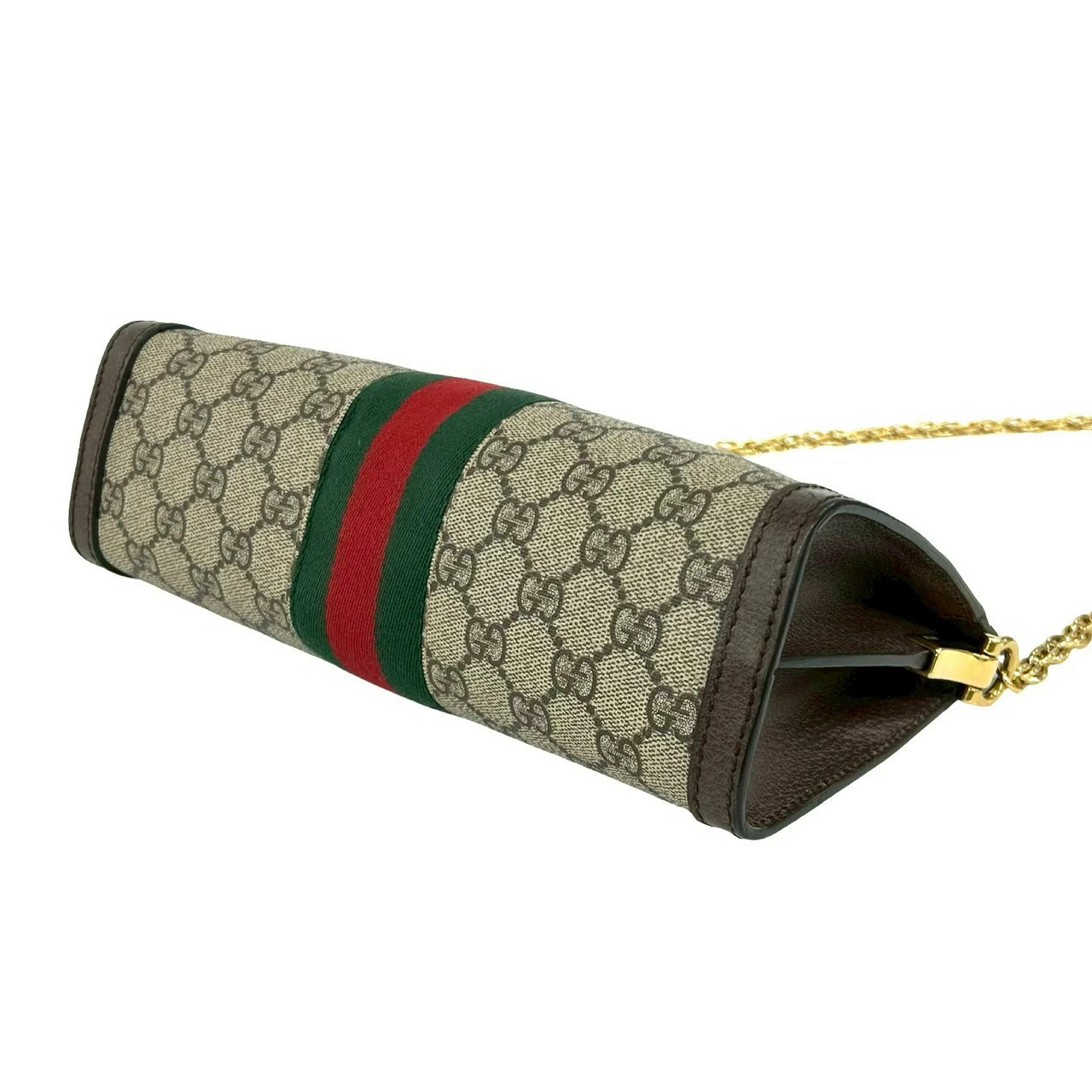 GUCCI Ophidia GG Supreme Small Logo Pattern Leather Chain Shoulder Bag Brown