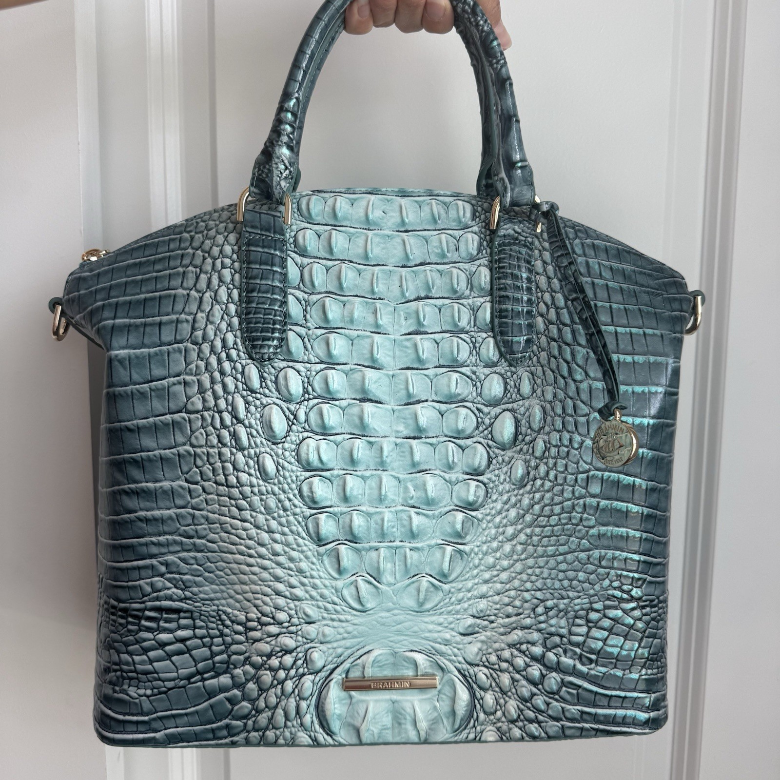 Brahmin Large Duxbury Satchel Spearmint Ombre Melbourne Leather