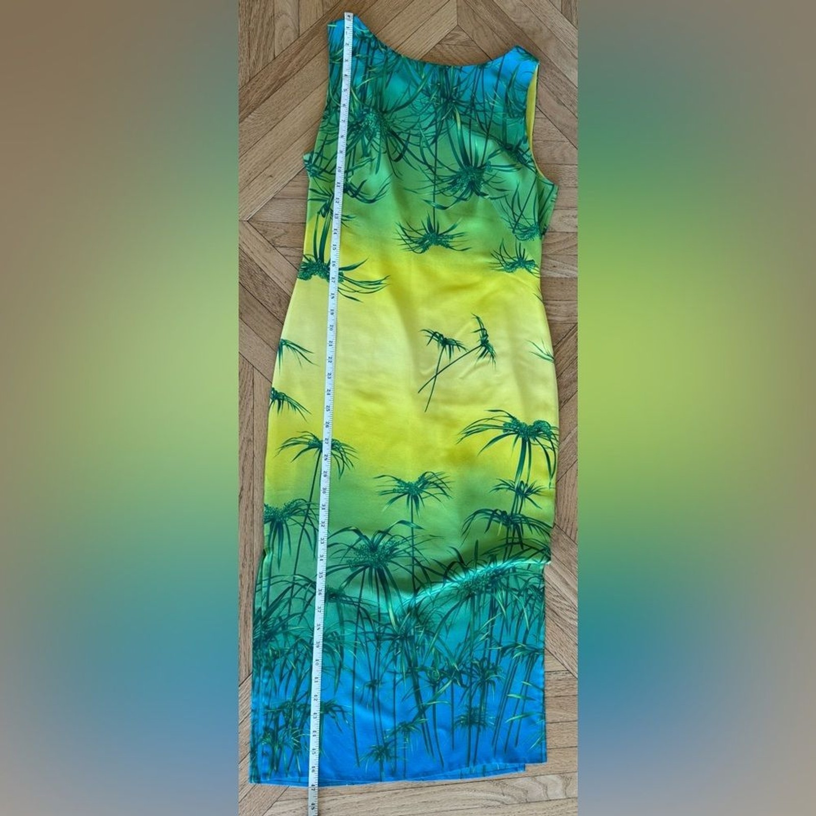 Escada Silk Palm Print Ombré Dress 🏝️