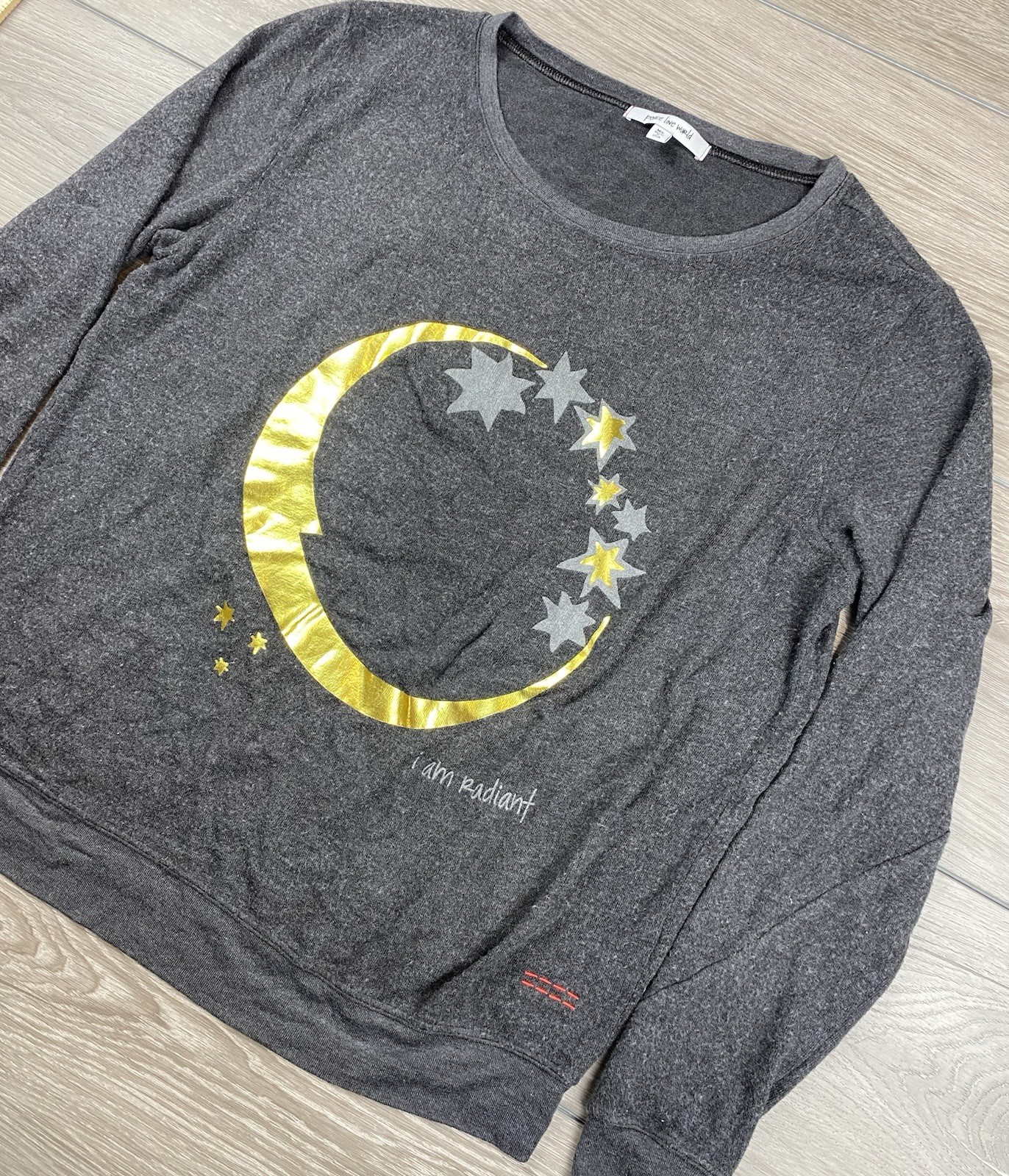 Peace Love World Women’s I Am Radiant Collection Sweater Grey Size M/L