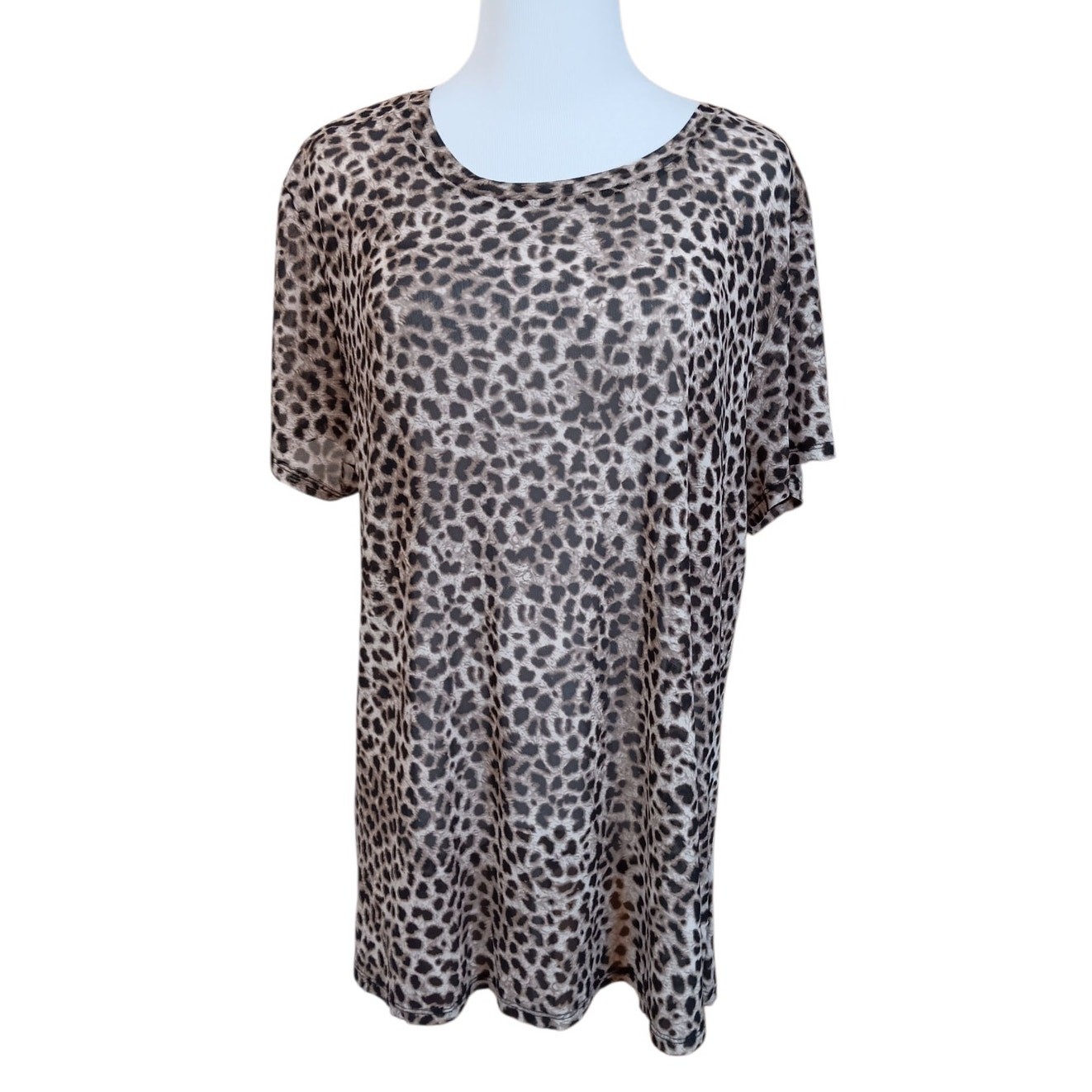 NEW TORRID 3 Leopard Mesh Tee Plus Size 3X Sheer Top Blouse Layer Sexy Cheetah