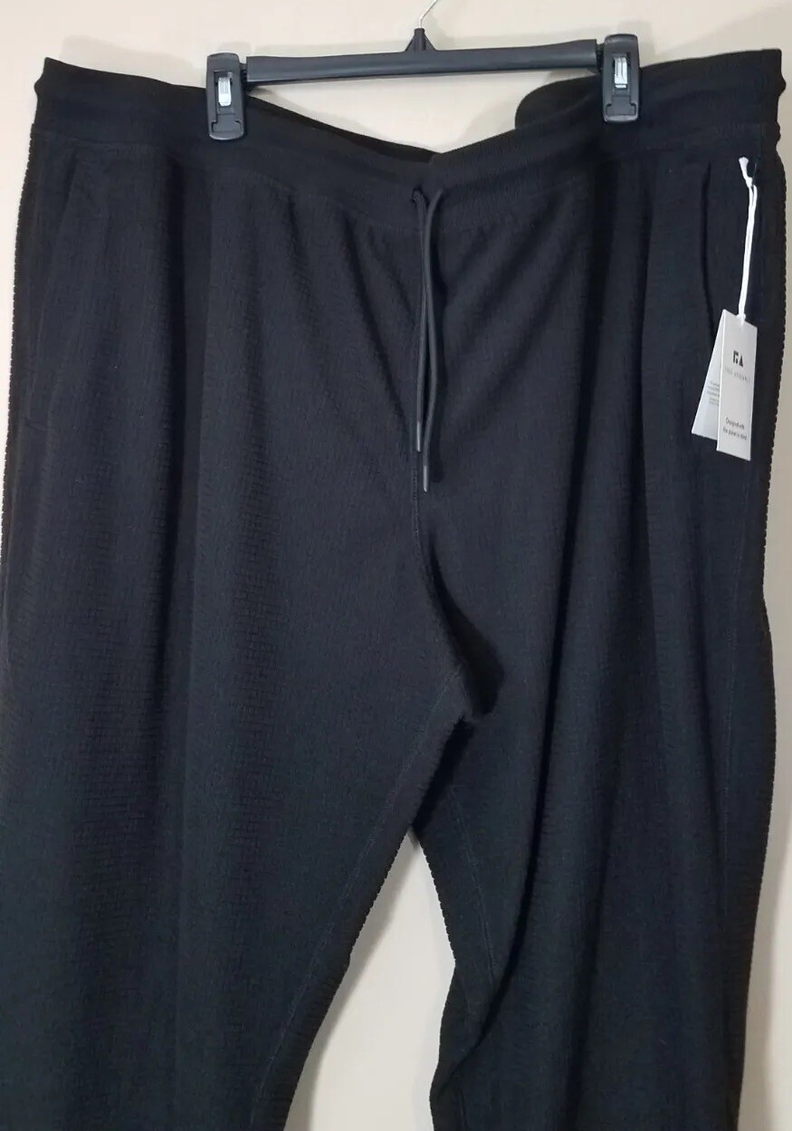 Free Assembly Grid Microfleece Sweatpants Men size 3XL Black Straight NEW