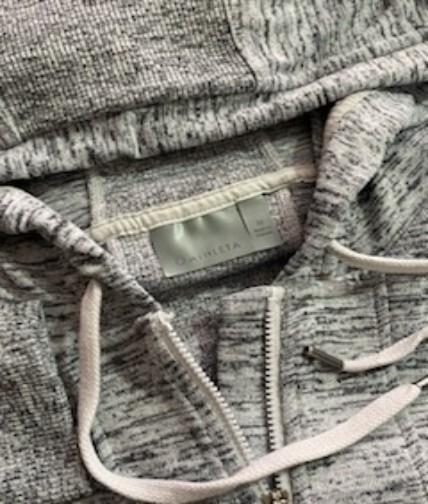 ATHLETA Womens Gray Ash Cinch Waist Zippered Hoodie Size M Pockets Thumb Holes