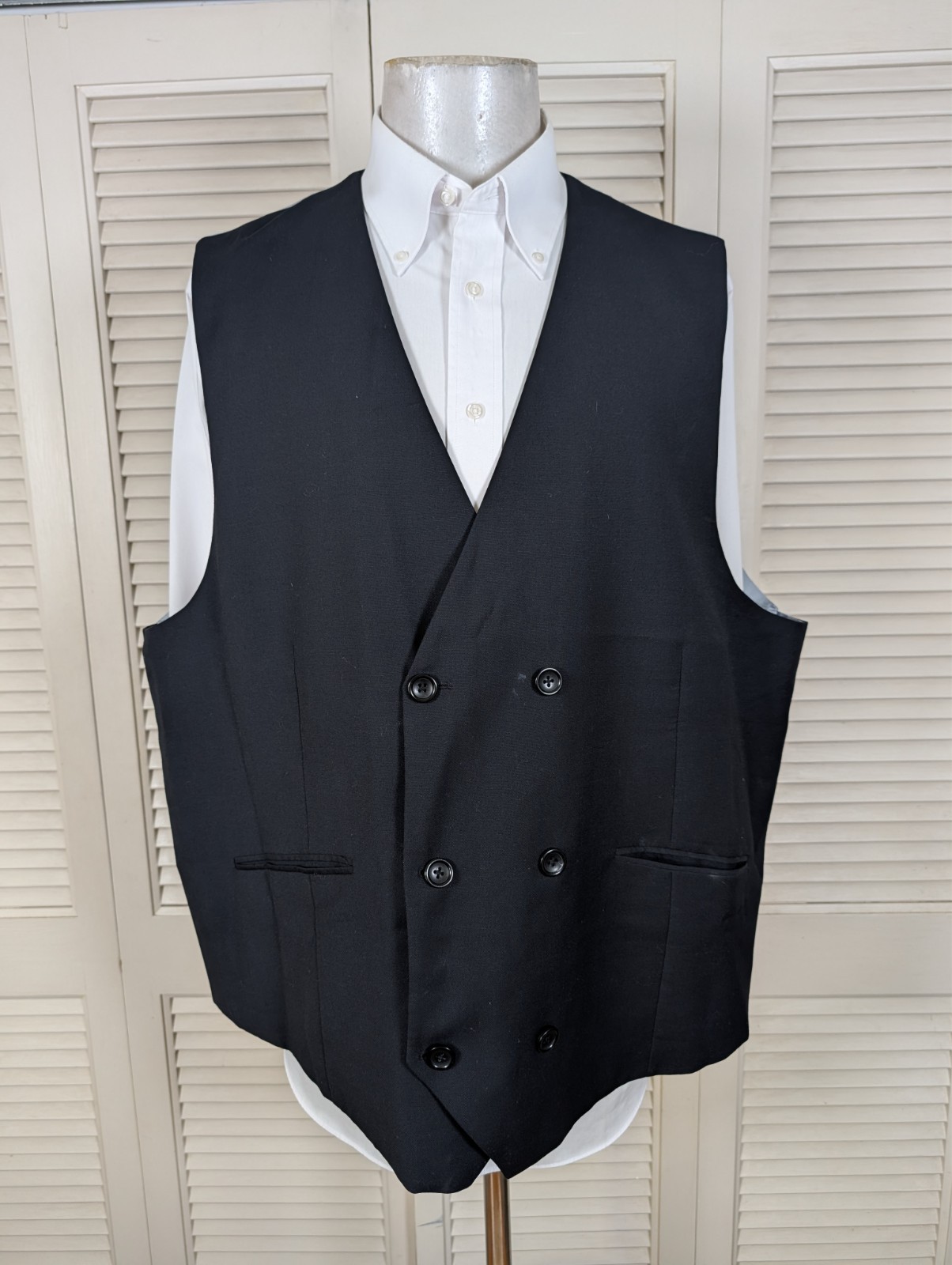 Tiglio Rosso 3 Piece Suit Mens 56L Pants 48×35 Solid Black Super 150s Wool
