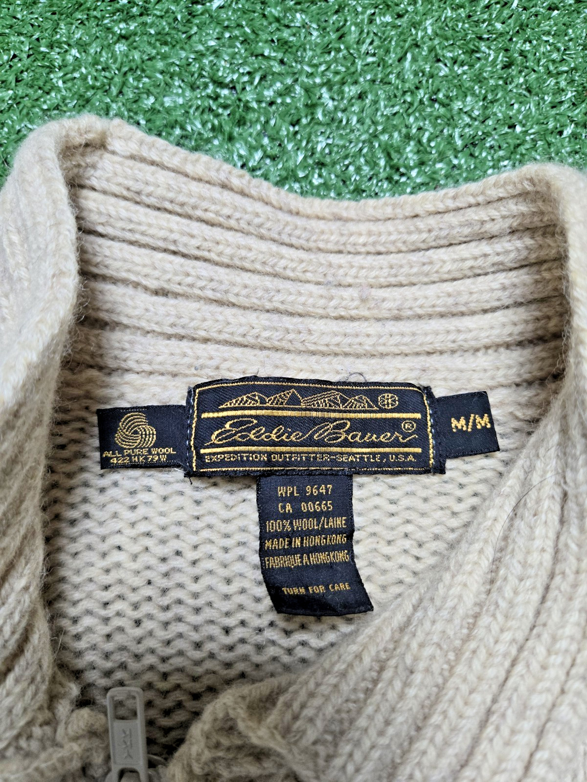 Eddie Bauer Vintage 100% Wool Cardigan Sweater – Beige – Women’s Medium