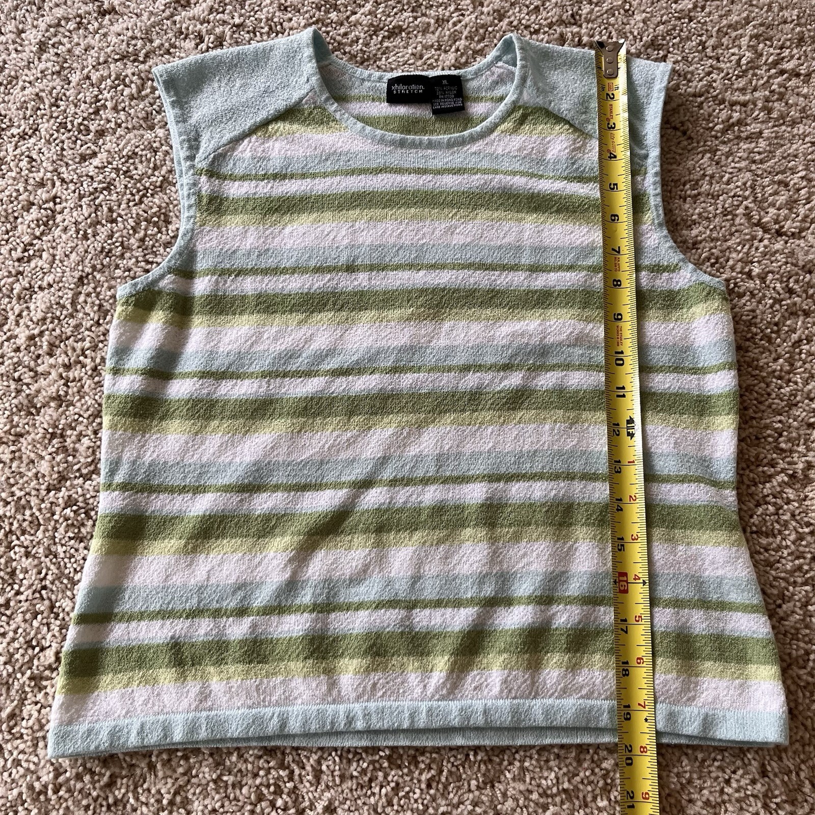 Vintage Y2K Xhilaration Sleeveless Sweater Top Sz XL Striped 90s Indie Soft Girl