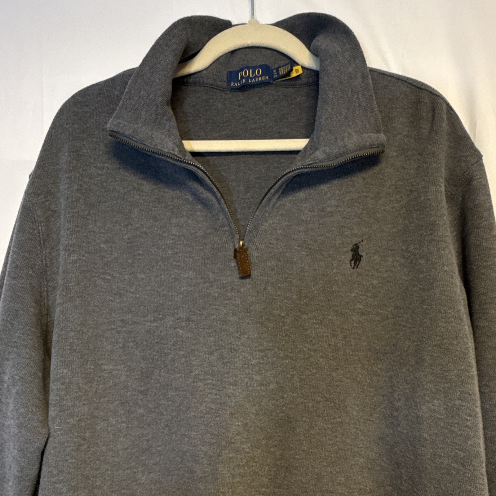 Polo Ralph Lauren Men’s Gray Cotton Knit 1/4 Zip Mock Neck Sweater XL