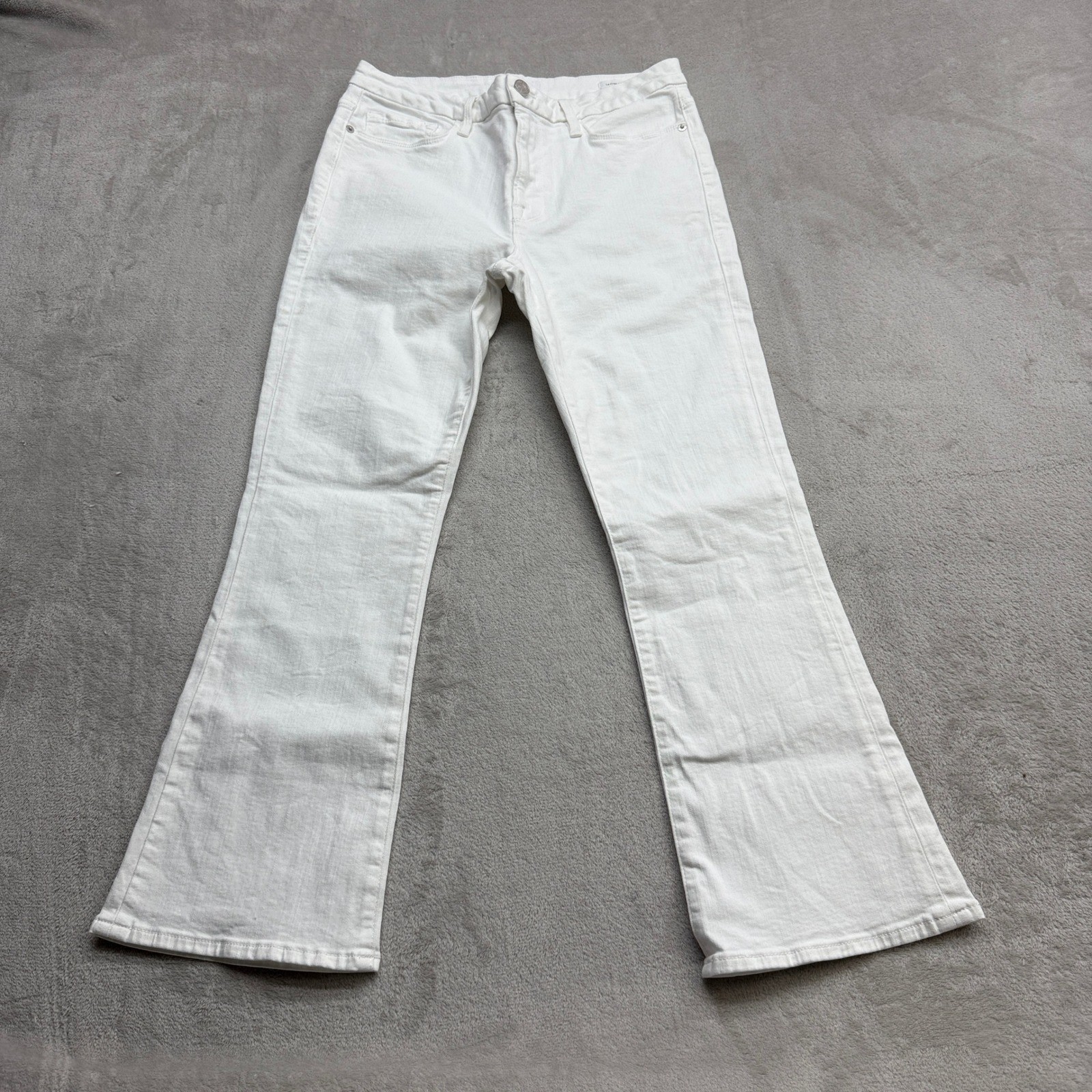 FRAME Le Crop Mini Boot Jean Women 30 White Blanc Mid Rise Stretch Preppy Summer