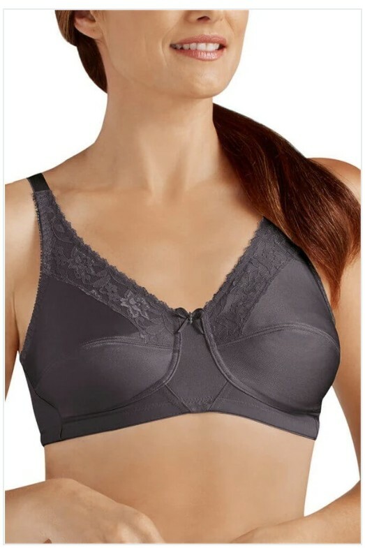 NEW Amoena Nancy Wire-Free Bra 44024 Dark Grey 36DD Pocketed Mastectomy Bra