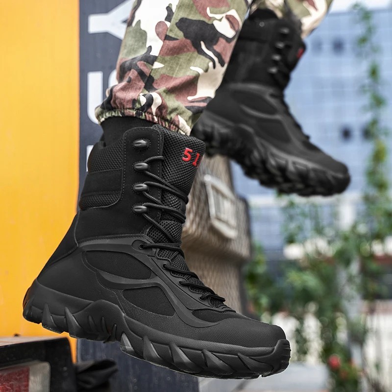 NORTIV8 Men’s Military Tactical Work Boots Side Zipper Hiking Combat Boots Shoes