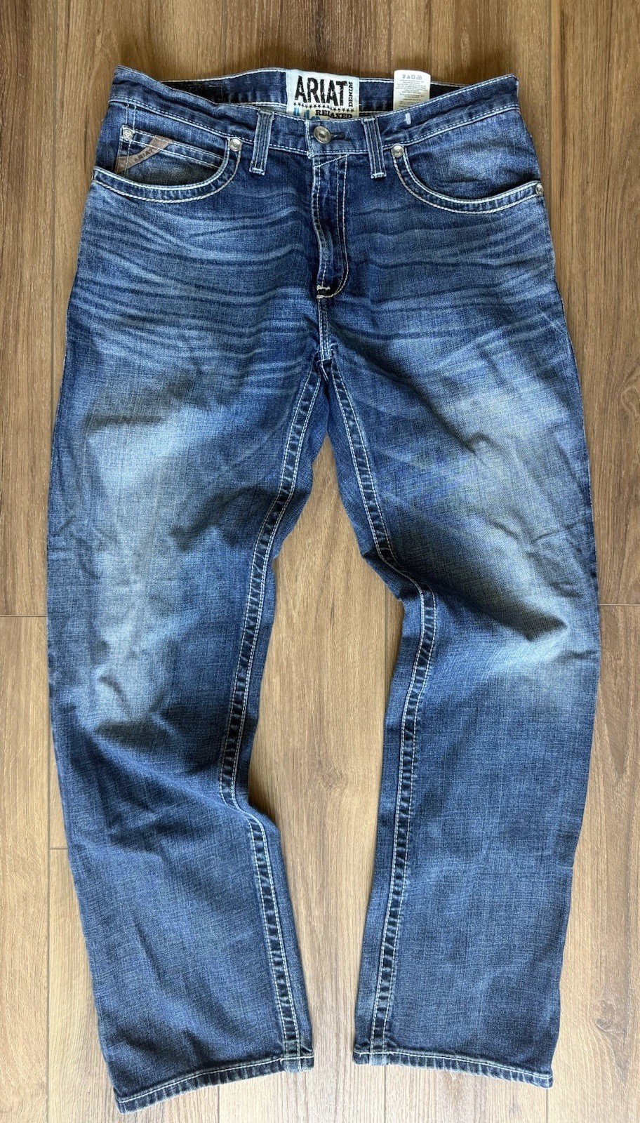 Ariat M2 Traditional Relaxed Boot Cut Jeans Mens 34×34 Blue Denim Medium Wash